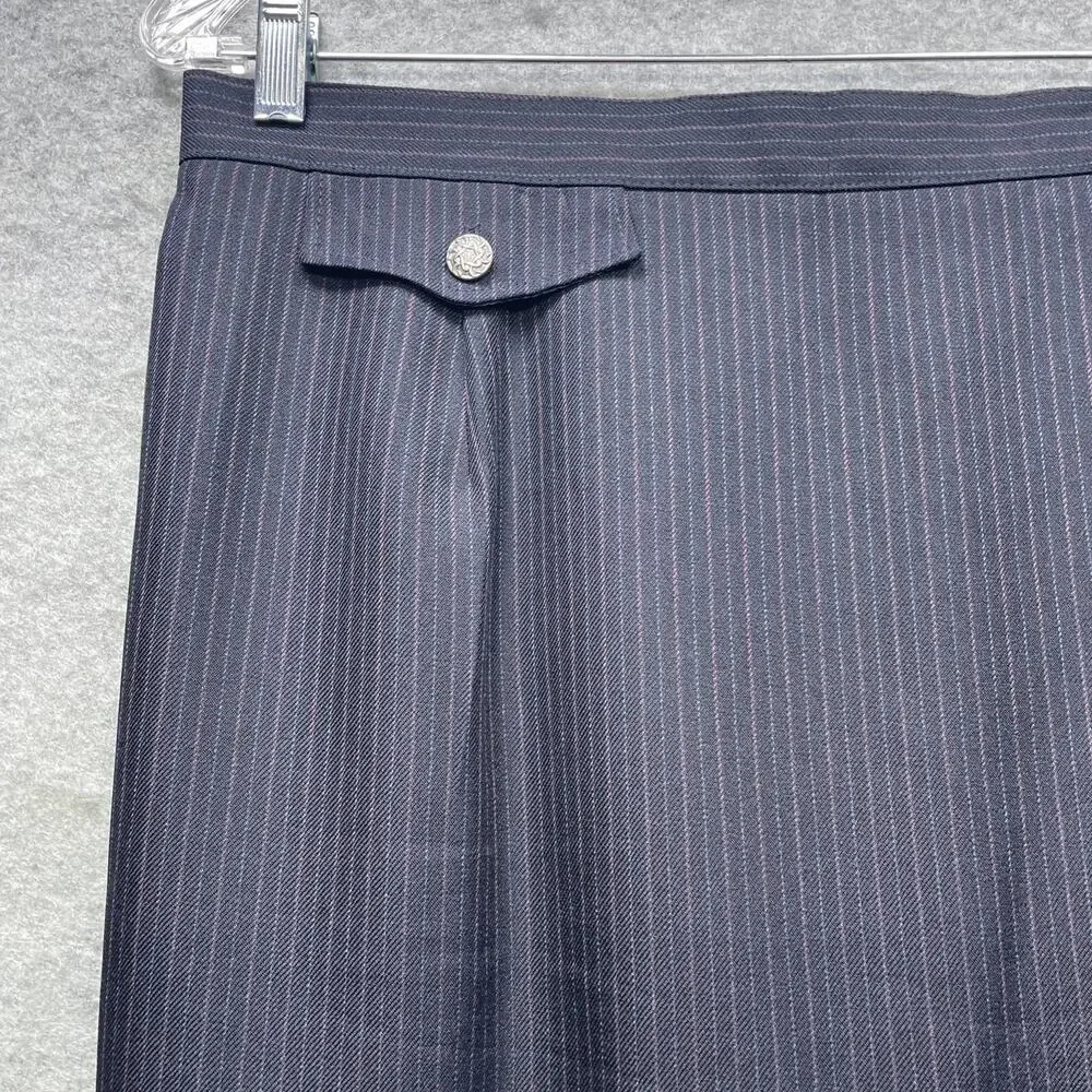 Alfred Dunner Womens 2 Piece Skirt Suit Sz 16W Navy Pinstripe USA Vintage Career